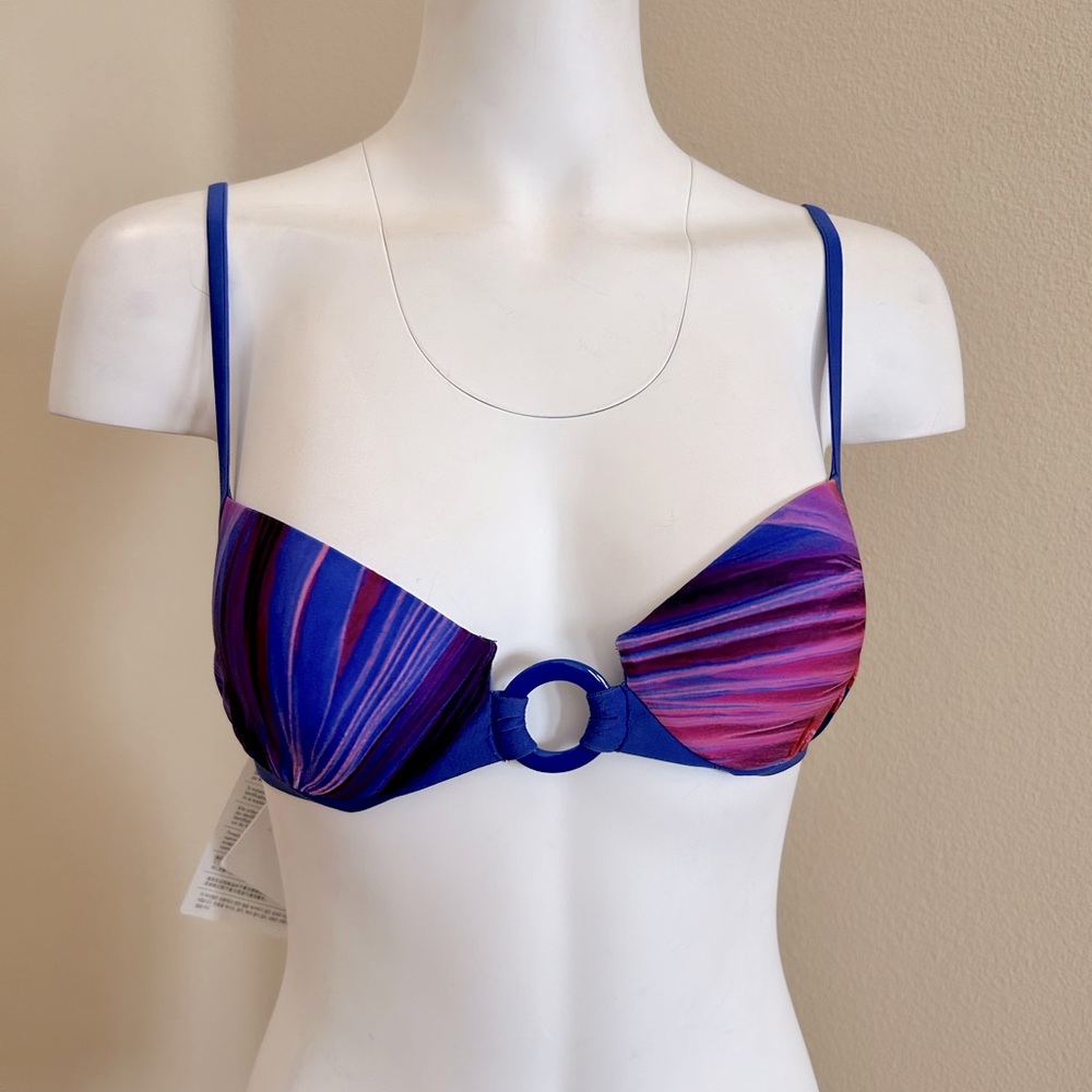 La Perla NWT Padded Underwire Bikini Top 32 B Royal Blue Purple Designer